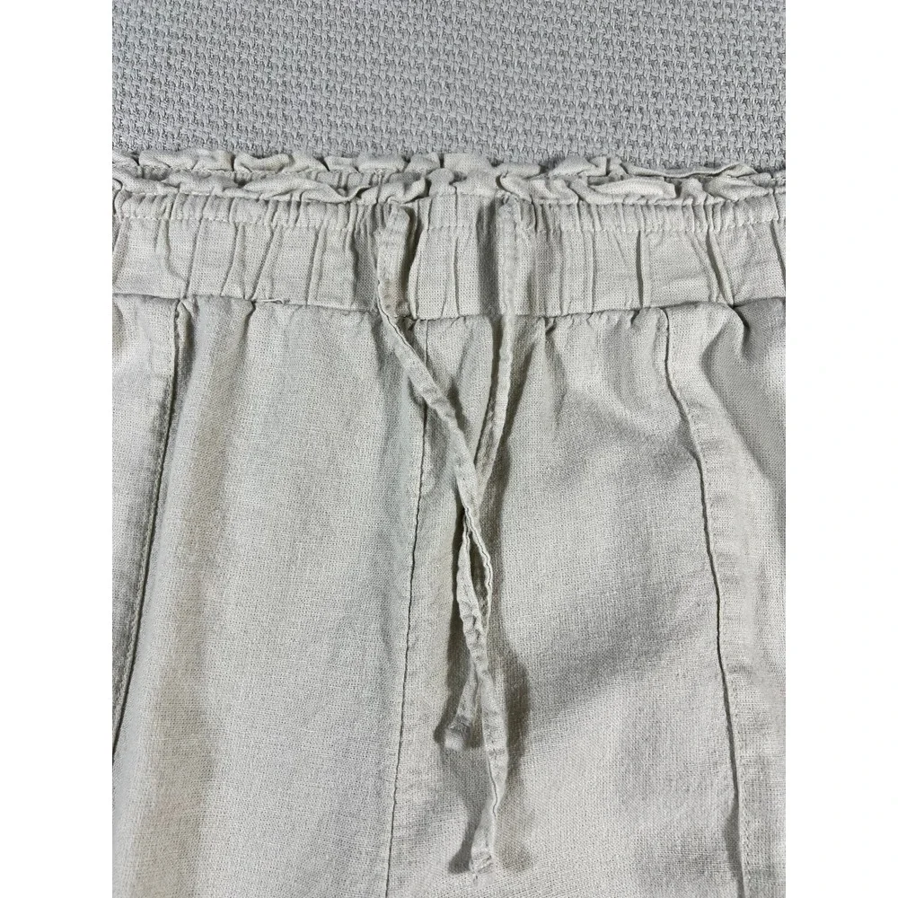 Time and Tru Womens Y2K Linen Blend Cargo Pants Beige Elastic Waist Size XL